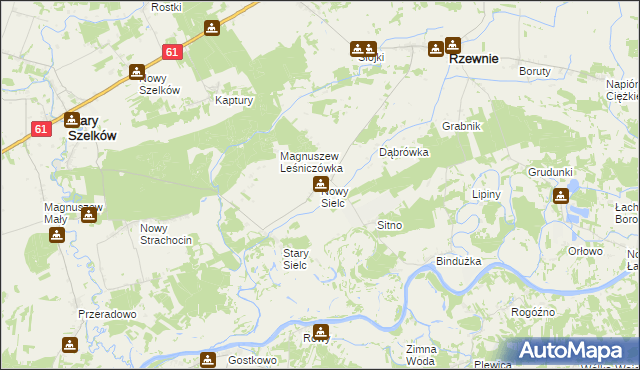 mapa Nowy Sielc gmina Rzewnie, Nowy Sielc gmina Rzewnie na mapie Targeo