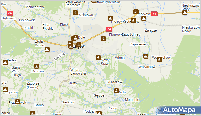 mapa Nowy Staw gmina Łagów, Nowy Staw gmina Łagów na mapie Targeo