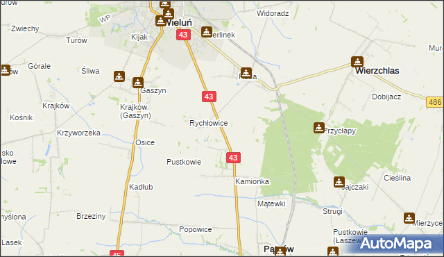 mapa Nowy Świat gmina Wieluń, Nowy Świat gmina Wieluń na mapie Targeo