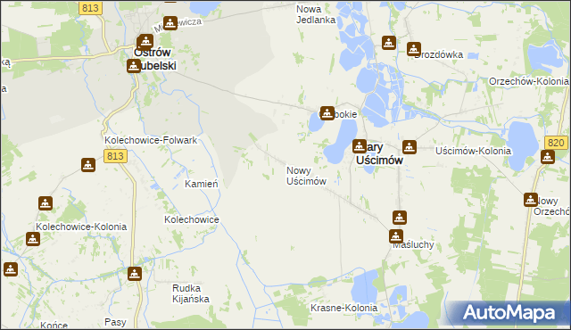 mapa Nowy Uścimów, Nowy Uścimów na mapie Targeo