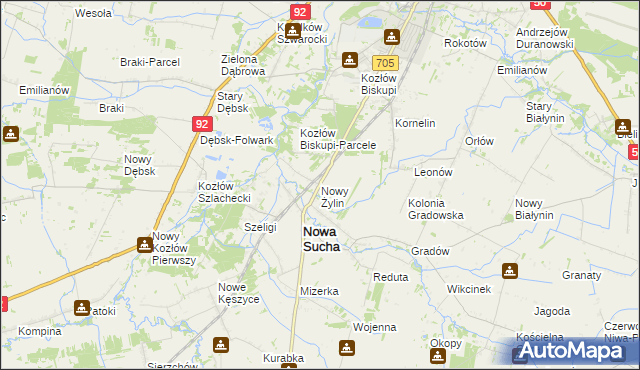 mapa Nowy Żylin, Nowy Żylin na mapie Targeo