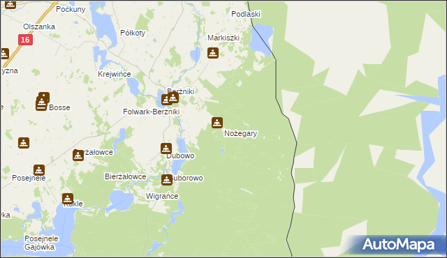 mapa Nożegary, Nożegary na mapie Targeo