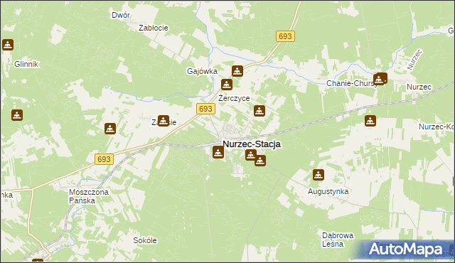 mapa Nurzec-Stacja, Nurzec-Stacja na mapie Targeo