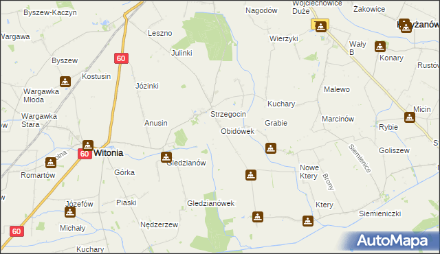 mapa Obidówek, Obidówek na mapie Targeo