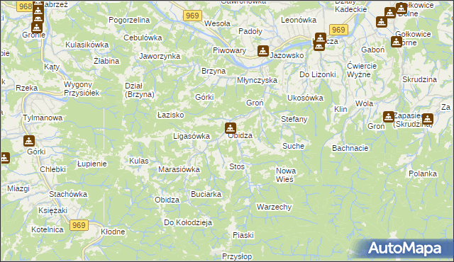 mapa Obidza, Obidza na mapie Targeo