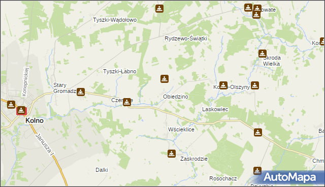 mapa Obiedzino, Obiedzino na mapie Targeo