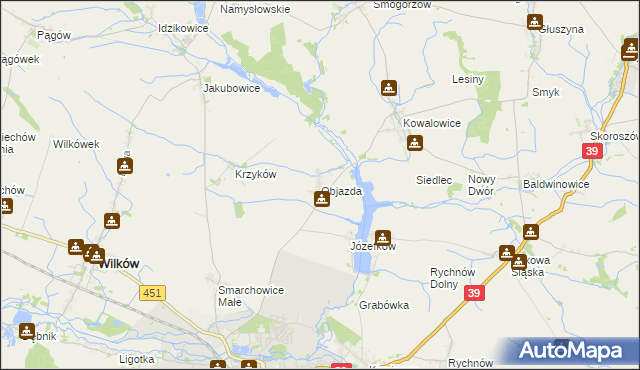 mapa Objazda gmina Namysłów, Objazda gmina Namysłów na mapie Targeo