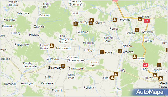 mapa Oblęgór, Oblęgór na mapie Targeo