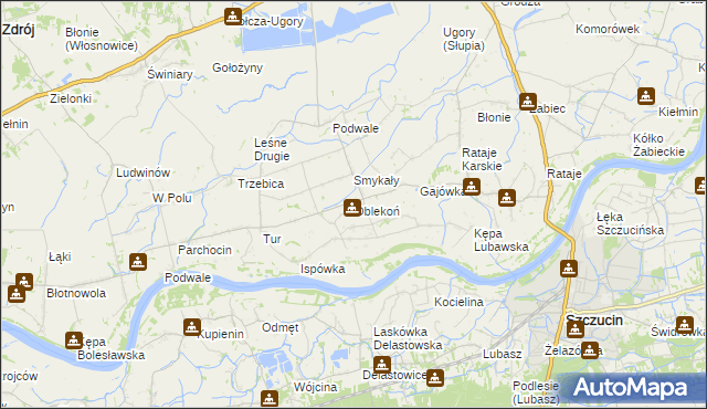 mapa Oblekoń, Oblekoń na mapie Targeo