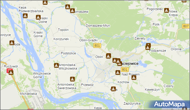 mapa Oblin, Oblin na mapie Targeo