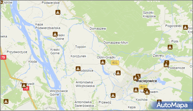 mapa Oblin-Grądki, Oblin-Grądki na mapie Targeo