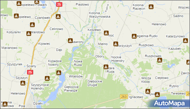 mapa Obory gmina Wierzbinek, Obory gmina Wierzbinek na mapie Targeo