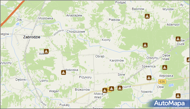 mapa Obrąb gmina Zabrodzie, Obrąb gmina Zabrodzie na mapie Targeo