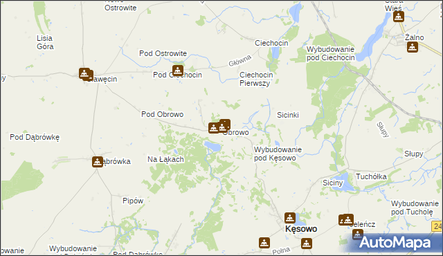 mapa Obrowo gmina Kęsowo, Obrowo gmina Kęsowo na mapie Targeo