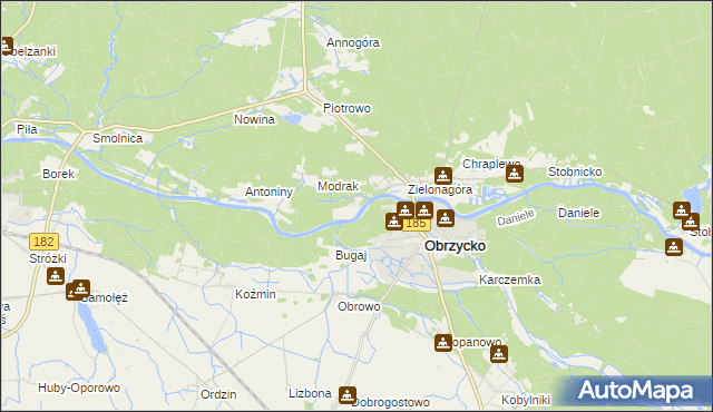 mapa Obrzycko-Zamek, Obrzycko-Zamek na mapie Targeo