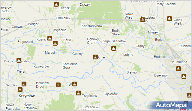 mapa Ochle gmina Koło, Ochle gmina Koło na mapie Targeo