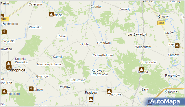 mapa Ochle-Kolonia, Ochle-Kolonia na mapie Targeo