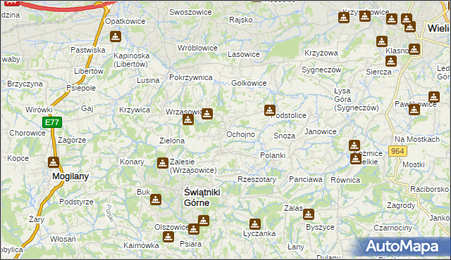 mapa Ochojno, Ochojno na mapie Targeo