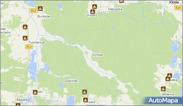 mapa Ochoża gmina Uścimów, Ochoża gmina Uścimów na mapie Targeo