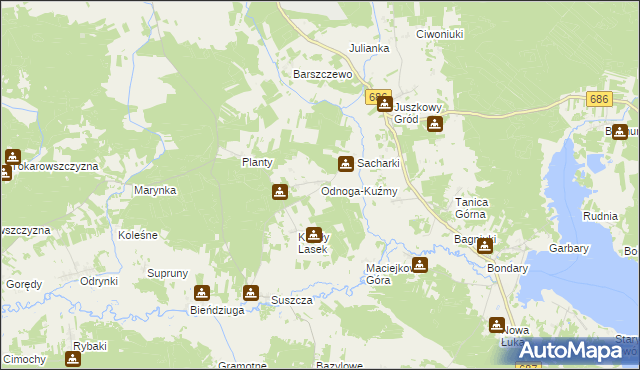 mapa Odnoga-Kuźmy, Odnoga-Kuźmy na mapie Targeo