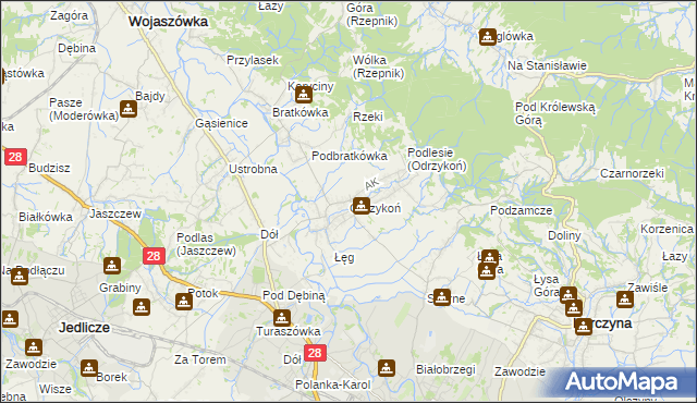 mapa Odrzykoń, Odrzykoń na mapie Targeo