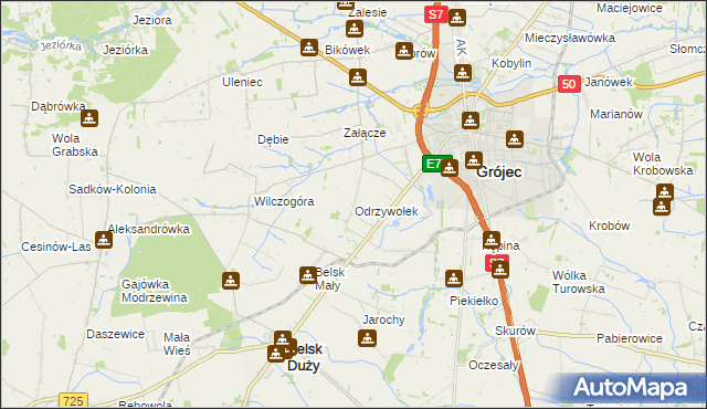 mapa Odrzywołek, Odrzywołek na mapie Targeo