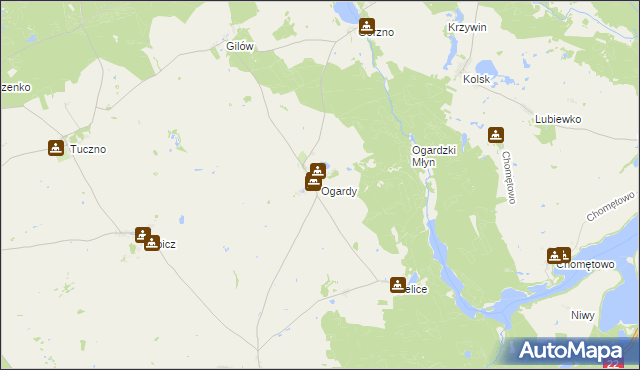 mapa Ogardy, Ogardy na mapie Targeo