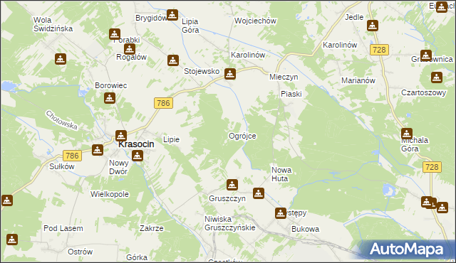 mapa Ogrójce, Ogrójce na mapie Targeo