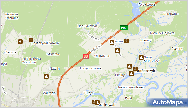 mapa Ojcowizna, Ojcowizna na mapie Targeo