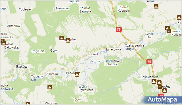 mapa Okół gmina Bałtów, Okół gmina Bałtów na mapie Targeo