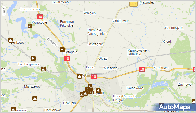 mapa Okrąg, Okrąg na mapie Targeo