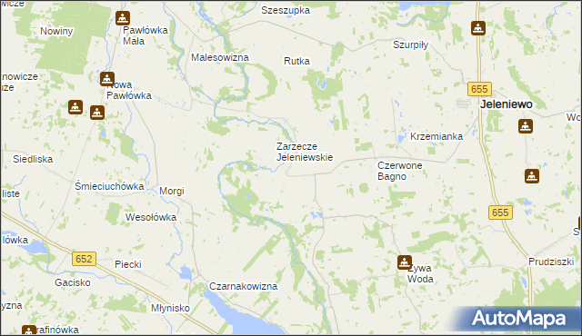 mapa Okrągłe gmina Jeleniewo, Okrągłe gmina Jeleniewo na mapie Targeo