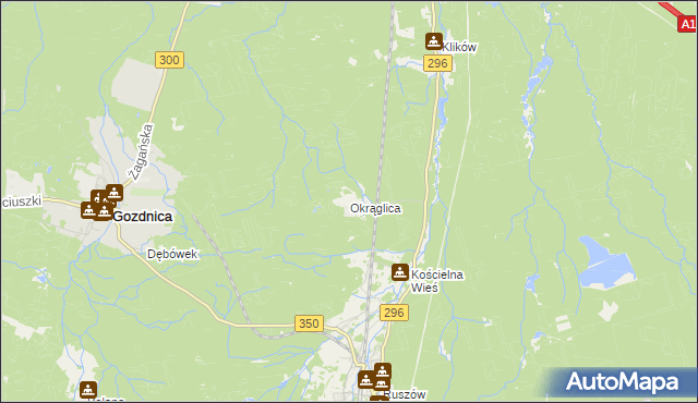 mapa Okrąglica gmina Węgliniec, Okrąglica gmina Węgliniec na mapie Targeo