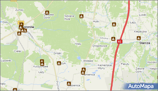 mapa Okrąglik gmina Woźniki, Okrąglik gmina Woźniki na mapie Targeo