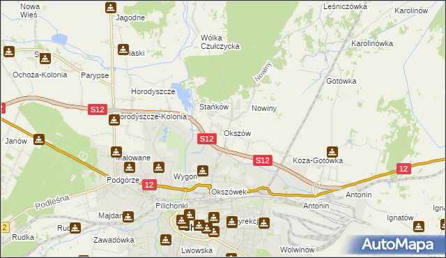 mapa Okszów, Okszów na mapie Targeo