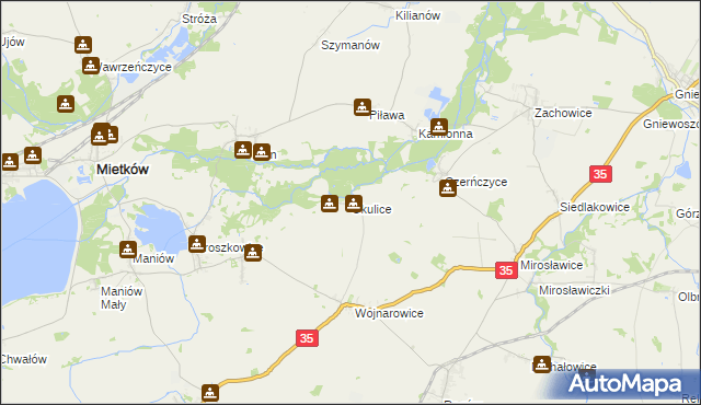 mapa Okulice gmina Sobótka, Okulice gmina Sobótka na mapie Targeo