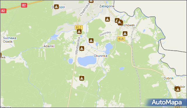 mapa Okuninka, Okuninka na mapie Targeo