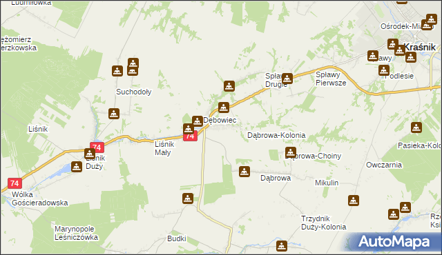 mapa Olbięcin, Olbięcin na mapie Targeo