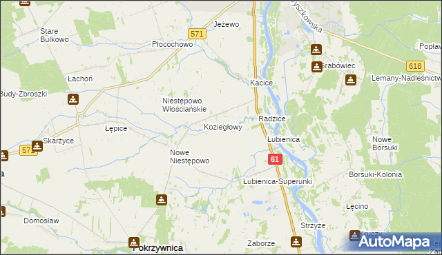 mapa Olbrachcice gmina Pokrzywnica, Olbrachcice gmina Pokrzywnica na mapie Targeo