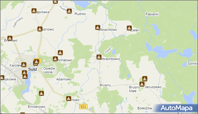 mapa Olbrachtówko, Olbrachtówko na mapie Targeo