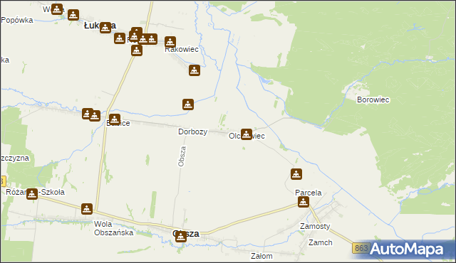 mapa Olchowiec gmina Obsza, Olchowiec gmina Obsza na mapie Targeo