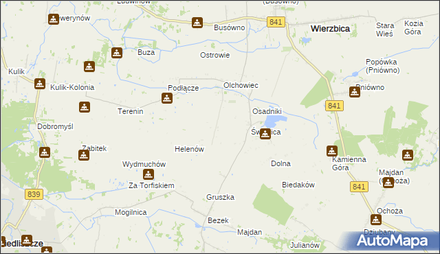 mapa Olchowiec-Kolonia gmina Wierzbica, Olchowiec-Kolonia gmina Wierzbica na mapie Targeo