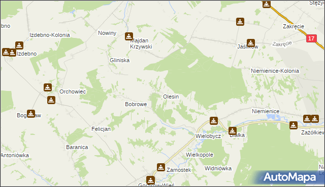 mapa Olesin gmina Gorzków, Olesin gmina Gorzków na mapie Targeo