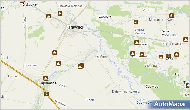 mapa Oleśniki, Oleśniki na mapie Targeo