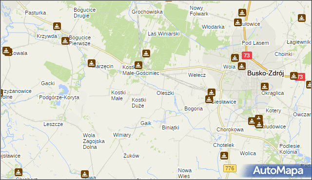 mapa Oleszki, Oleszki na mapie Targeo