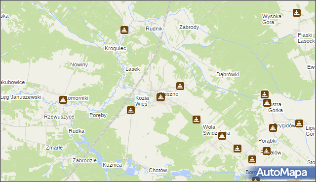 mapa Oleszno gmina Krasocin, Oleszno gmina Krasocin na mapie Targeo