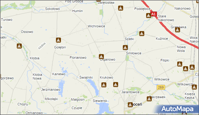 mapa Olganowo, Olganowo na mapie Targeo