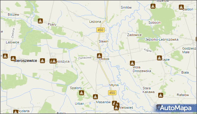 mapa Ołobok gmina Sieroszewice, Ołobok gmina Sieroszewice na mapie Targeo