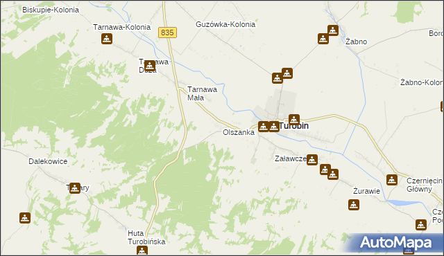 mapa Olszanka gmina Turobin, Olszanka gmina Turobin na mapie Targeo