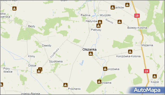 mapa Olszanka powiat łosicki, Olszanka powiat łosicki na mapie Targeo